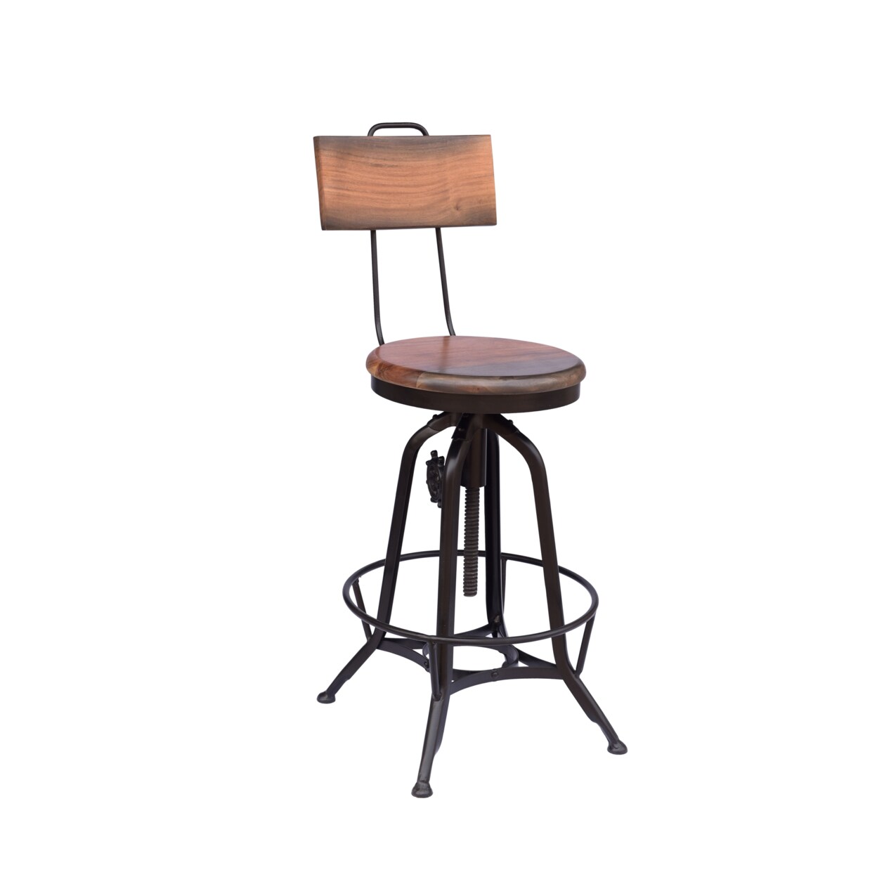 GDF Studio Christal Modern Industrial Acacia Wood Bar Stool