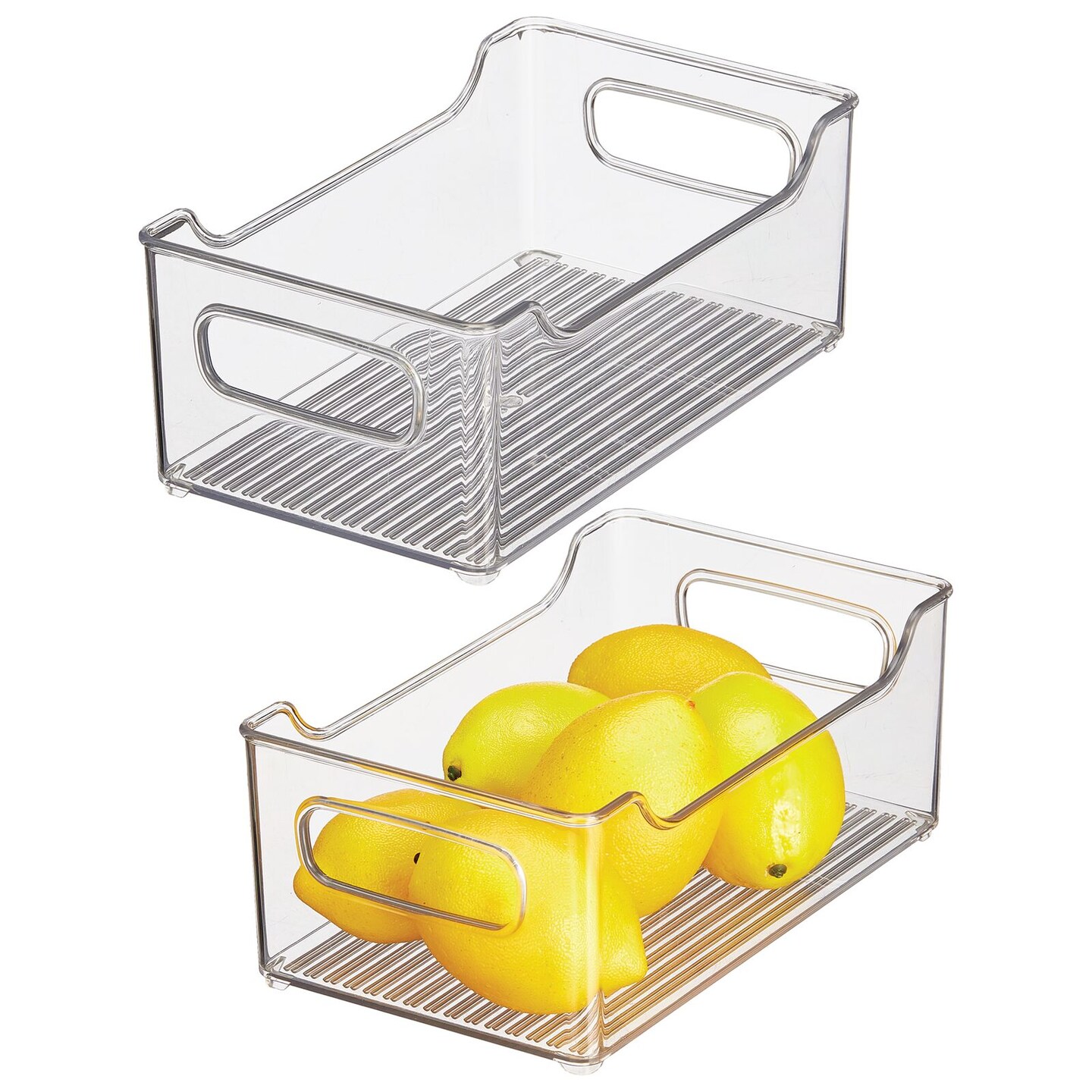 mDesign Plastic Kitchen Pantry, Cabinet, Refrigerator, Freezer Food Storage Organizing Bin Basket with Handles