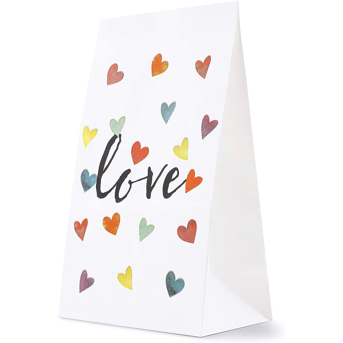 36 Pack Rainbow Heart Valentine Party Favor Bags - Goodie Bags for Treats and Candy, Perfect for Valentine&#x27;s Day Classroom Parties, Kids, Coworkers
