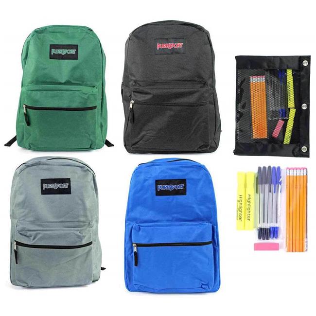 15 SOLID COLOR BACKPACKS W/ELEMENTARY SUPPLY KITS ITEM NUMBER