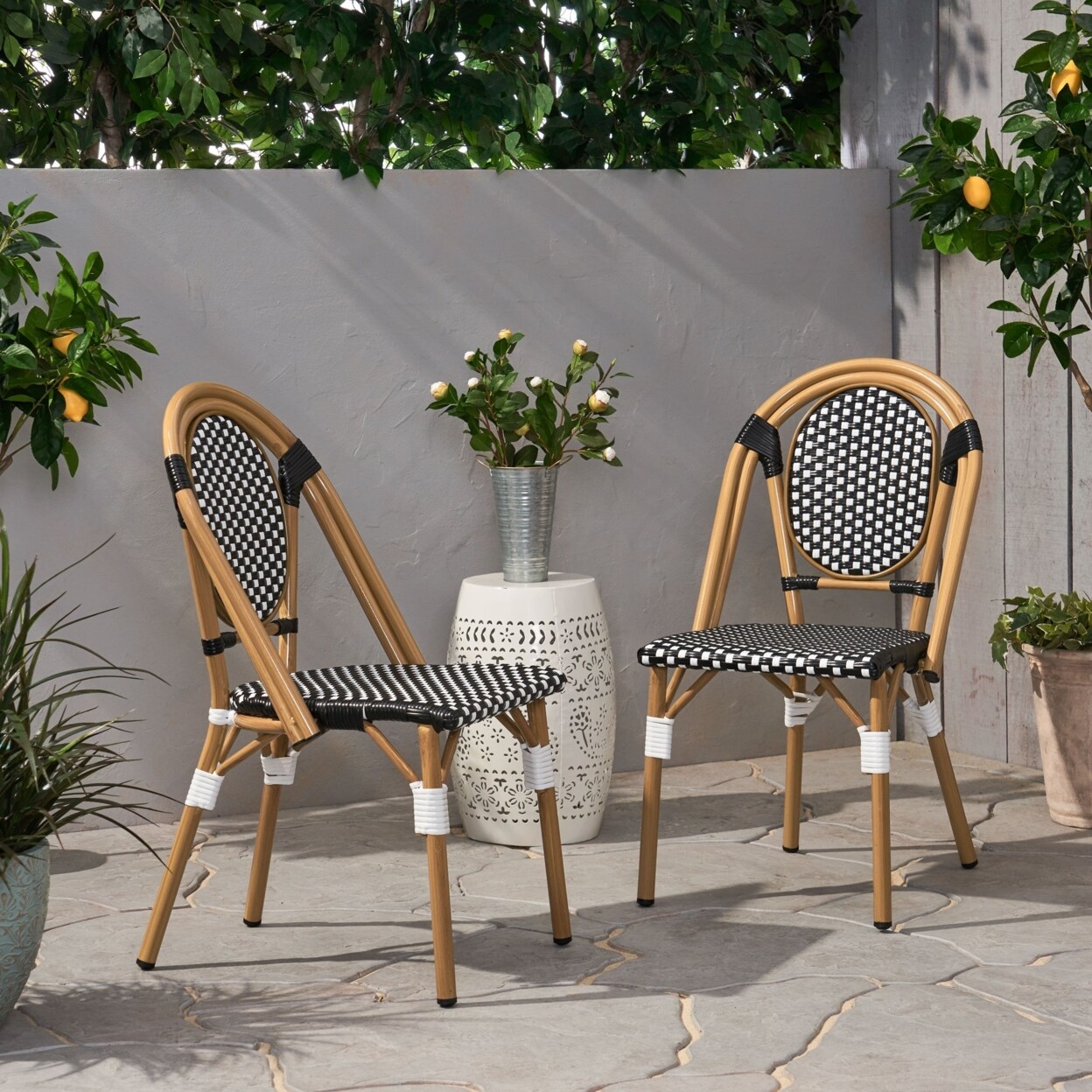 GDFStudio Kazaria Outdoor French Bistro Chairs (Set of 2)
