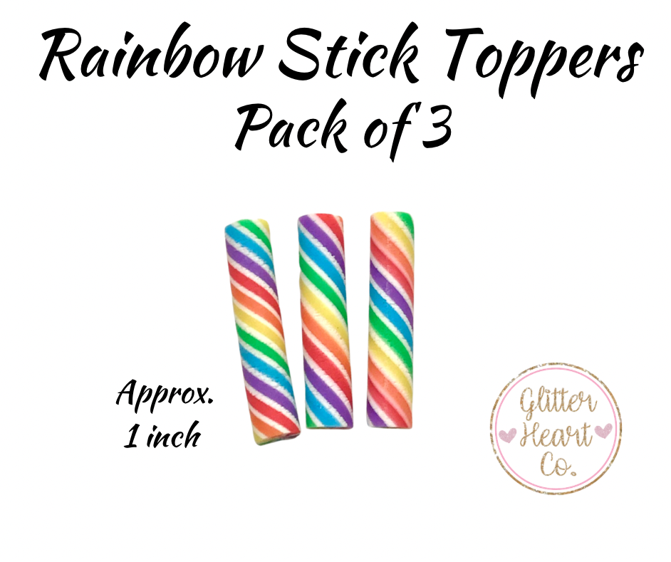 Fake Candy - Mini Rainbow Stick Toppers by Glitter Heart Co.&#x2122;
