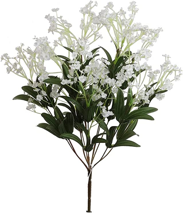 Box of 12: White Baby's Breath Gypsohila Bush with Lifelike Silk