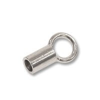 JewelrySupply Connector Crimp Tube with Ring 6x2mm Silver Plated (10-Pcs)