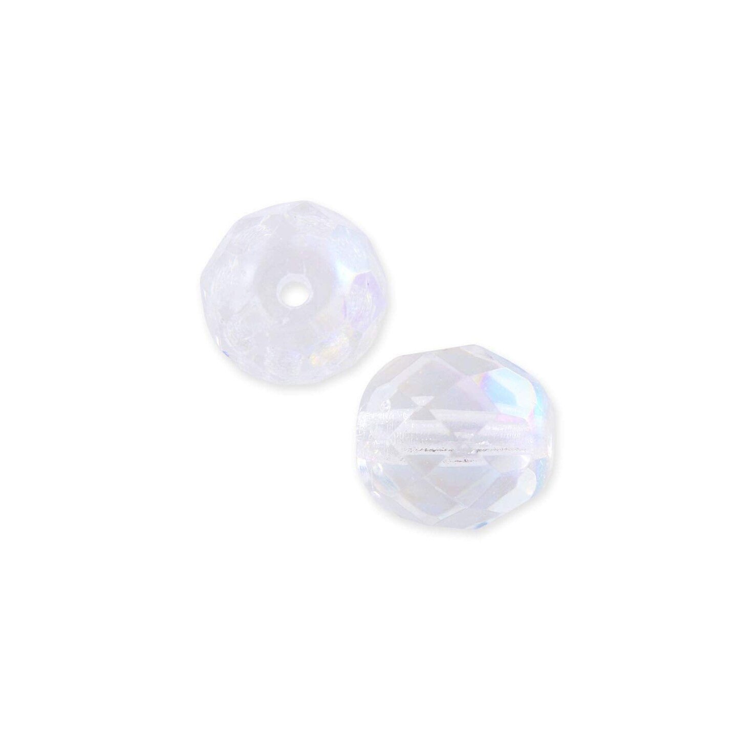 Czech Fire Polished Glass Round Beads 8mm Crystal AB (Package of 25)