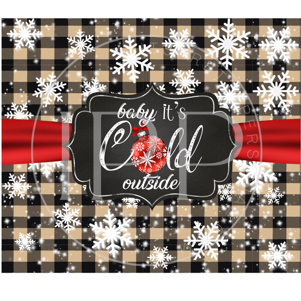 #592 CLEAR Classic Christmas- 20oz Skinny Straight- 9.4" x 8" Pattern Vinyl Wrap