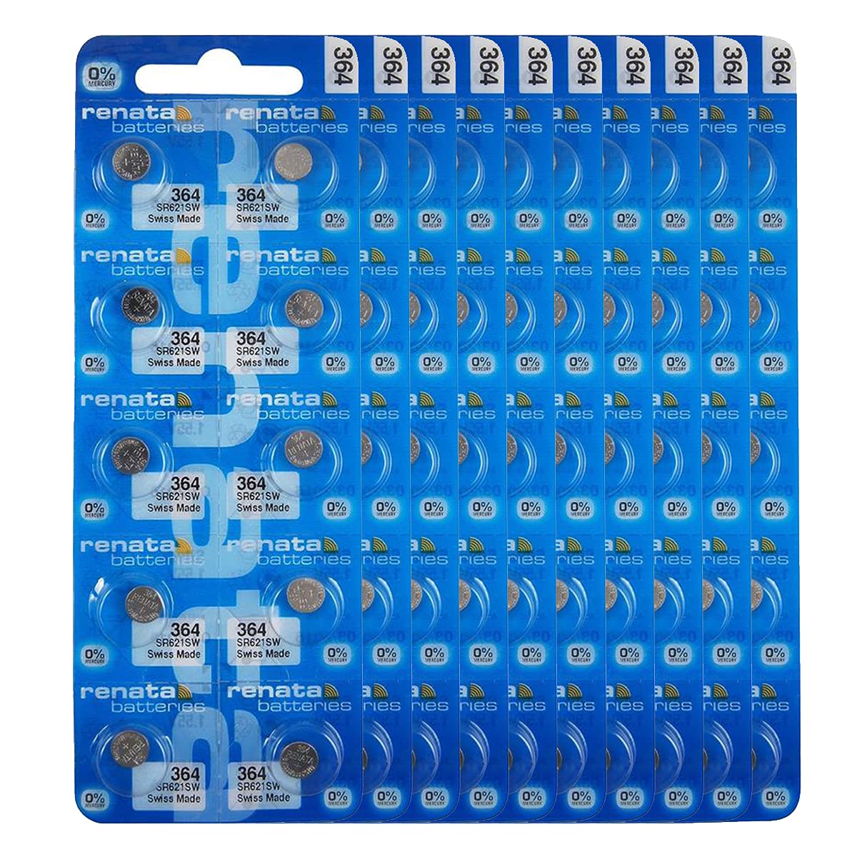 renata 364 SR621SW 10PACK X 10PCS=100 Silver 1.55V Watch battery Made in swiss