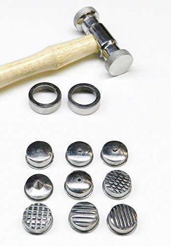 TEXTURING HAMMER with 9 INTERCHANGEABLE HEADS DESIGN TEXTURE METAL WORK TOOL SET
