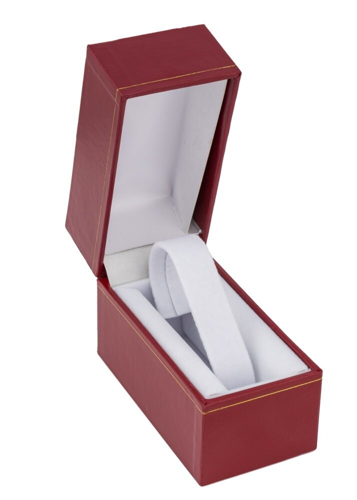 3x4" Red Leatherette Cartier Style Jewelry Gift Box with Gold Trim for Bangles, Watches or Bracelets