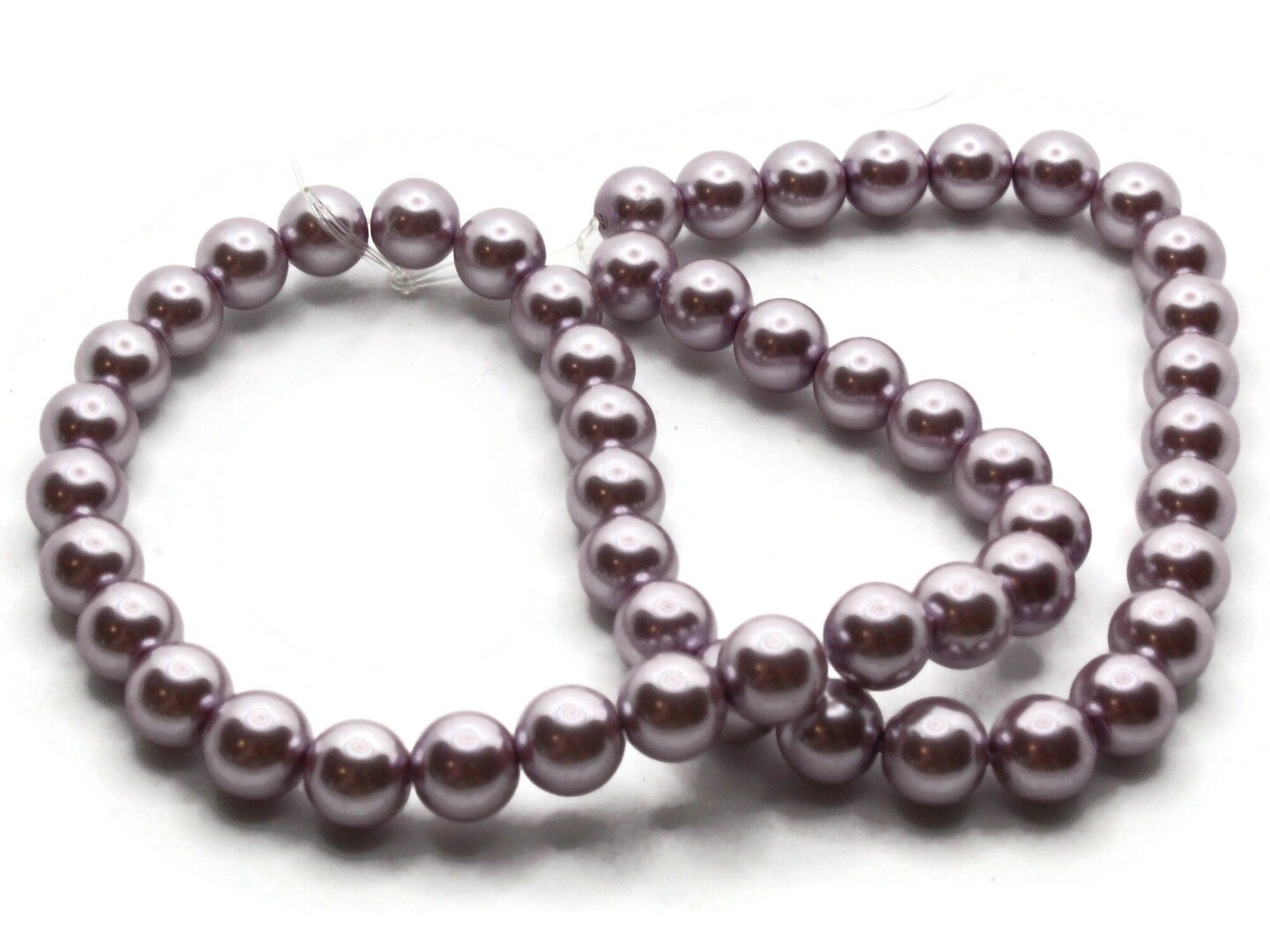 53 8mm Round Pale Lavender Glass Pearl Beads