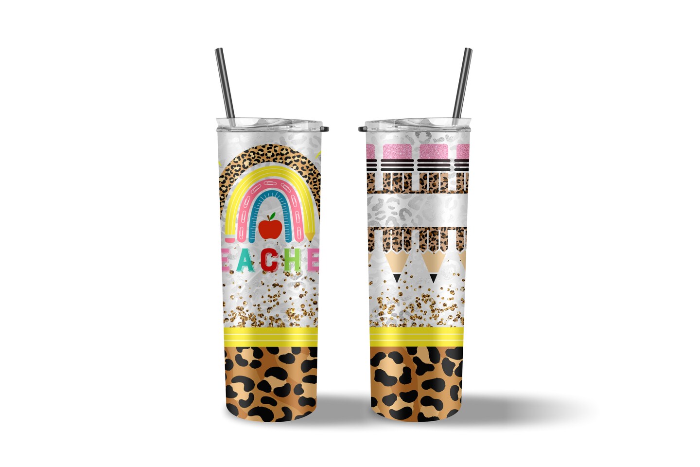 #63 CLEAR 20oz- School Teacher- 9.4" x 8" Pattern Vinyl Wrap