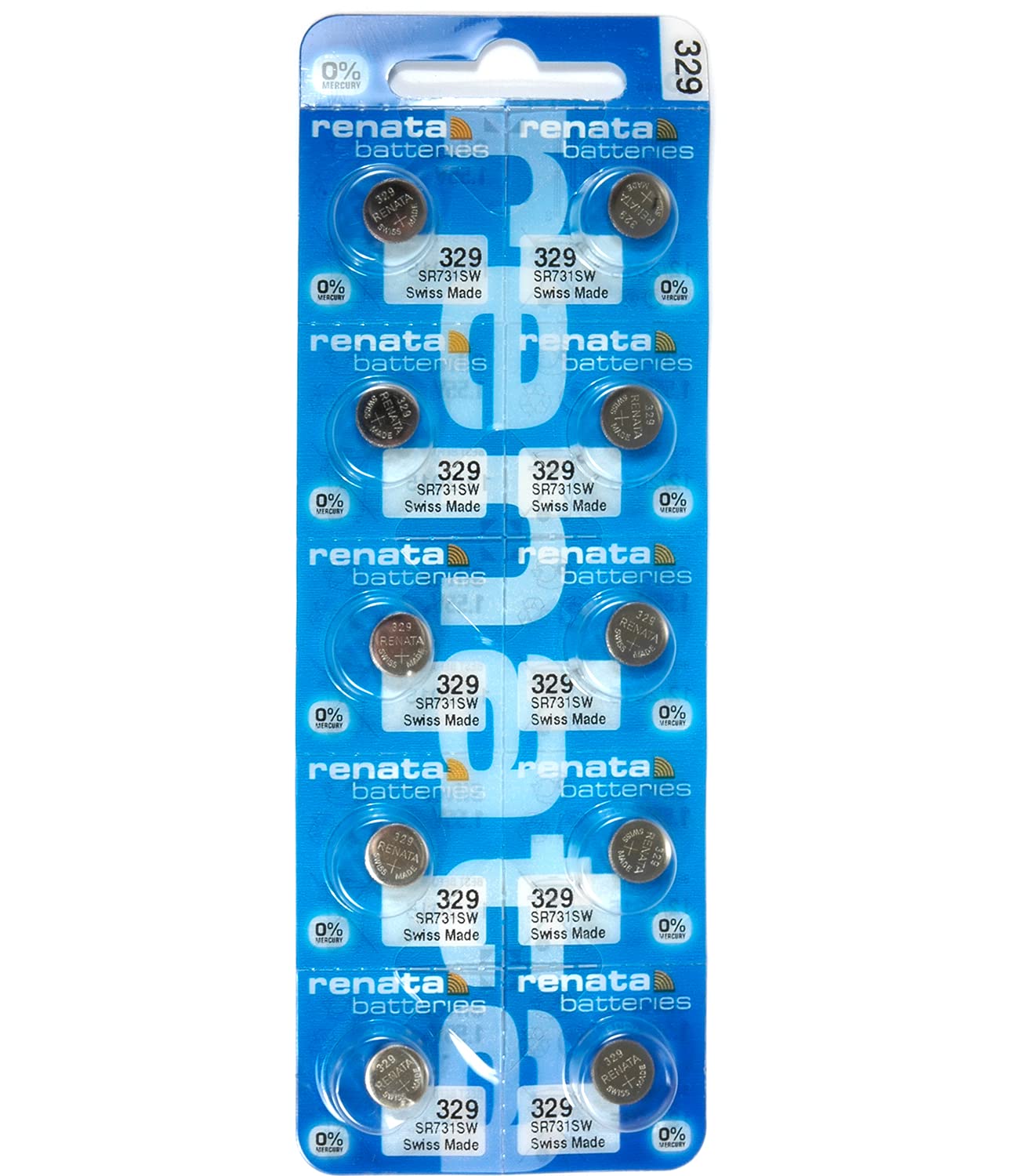 Renata Watch Battery Swiss Made Renata 329 or SR731SW (10 Batteries, 329 or Or SR731SW)