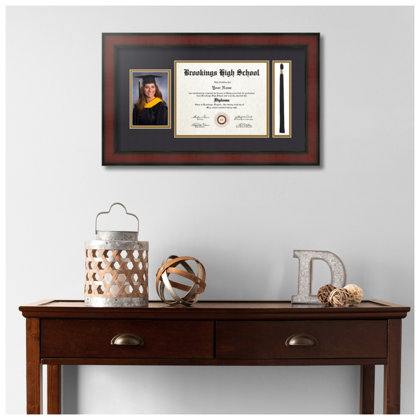 ArtToFrames 8x10 inch Diploma Frame with 4x6 Inch Image Opening and Tassel Opening - Framed with Black and Gold Mats, Comes with Regular Acrylic and Sawtooth Hanger for Wall Hanging (DIT-8x10)