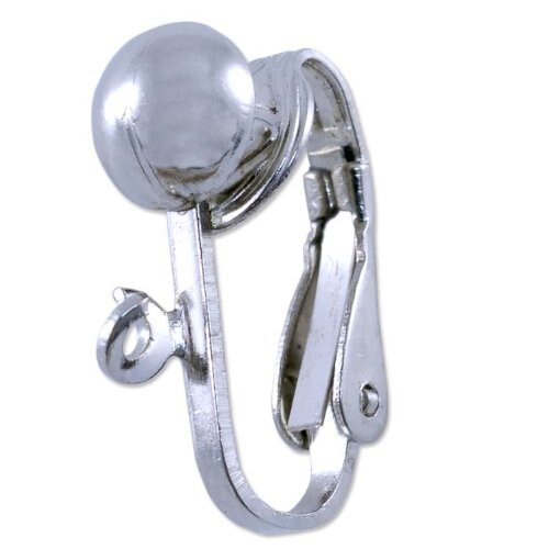 JewelrySupply Clip Earring with Ring 6.5mm Silver Color (2-Pcs)