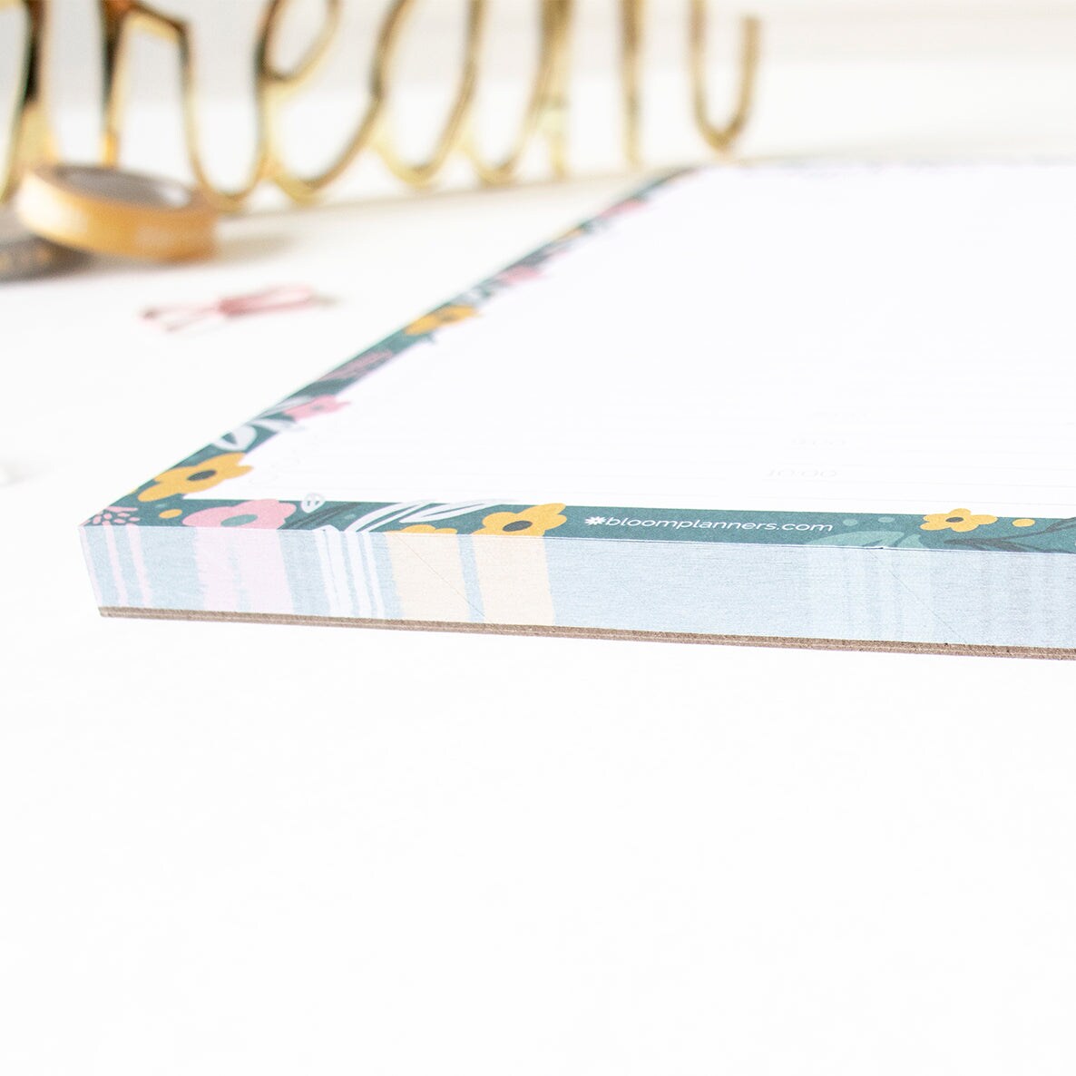bloom daily planners Planning Pad, 6&#x22; x 9&#x22;, Timed Daily Pad, Garden Blooms