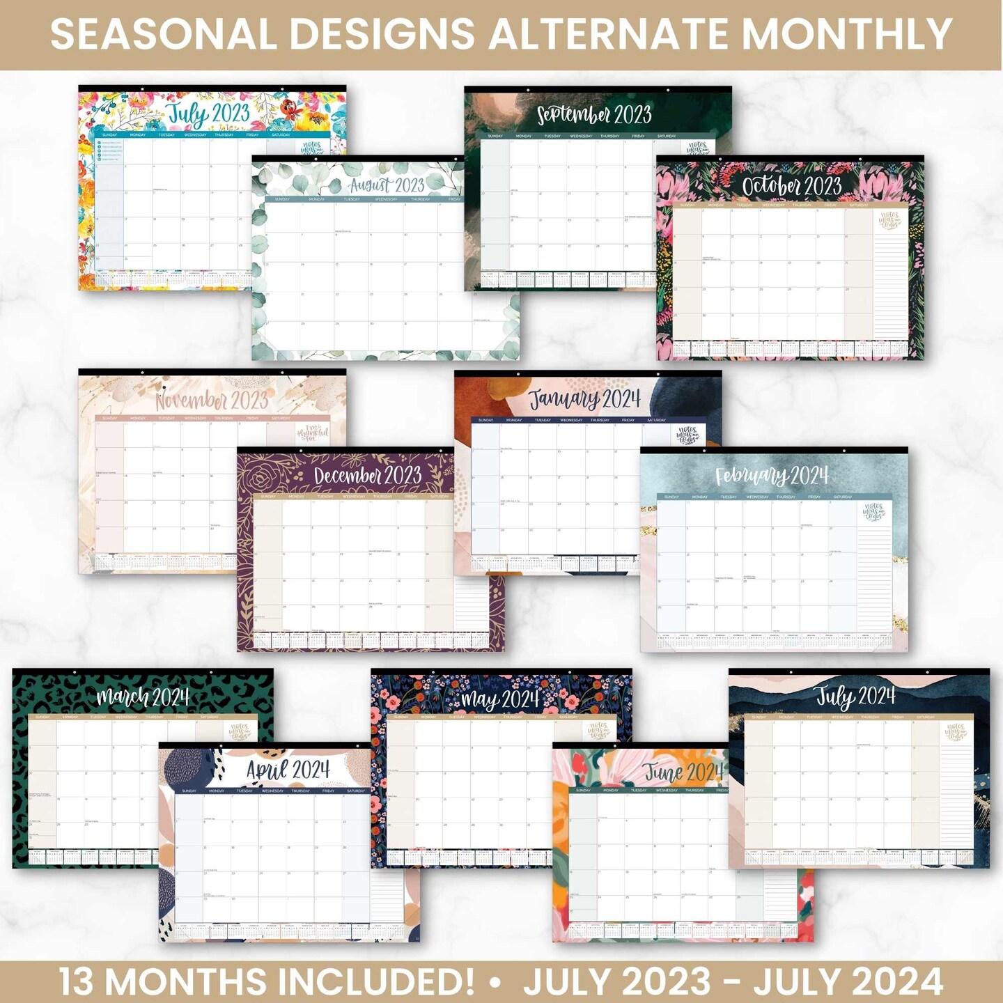 bloom daily planners 2023-24 Desk &#x26; Wall Calendar, 16&#x22; x 21&#x22;, Seasonal