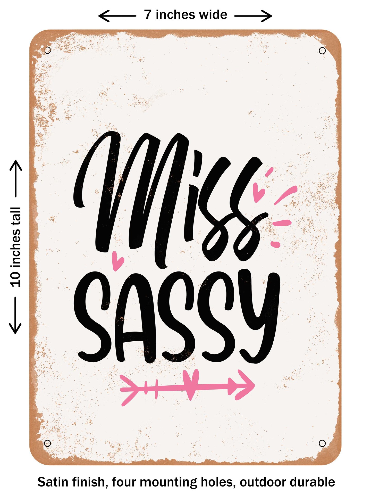 DECORATIVE METAL SIGN - Miss Sassy - Vintage Rusty Look