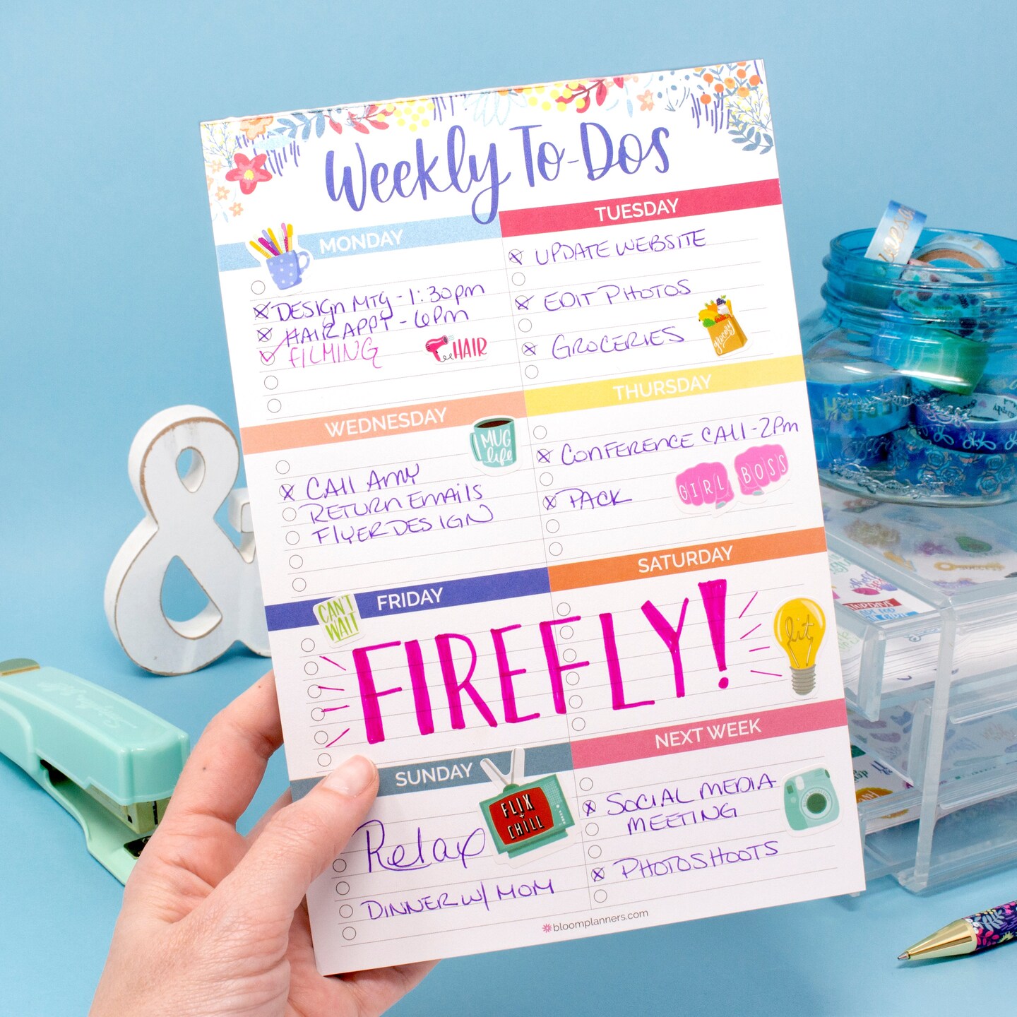 bloom daily planners Planning Pad, 6&#x22; x 9&#x22;, Weekly To-Dos with Magnets