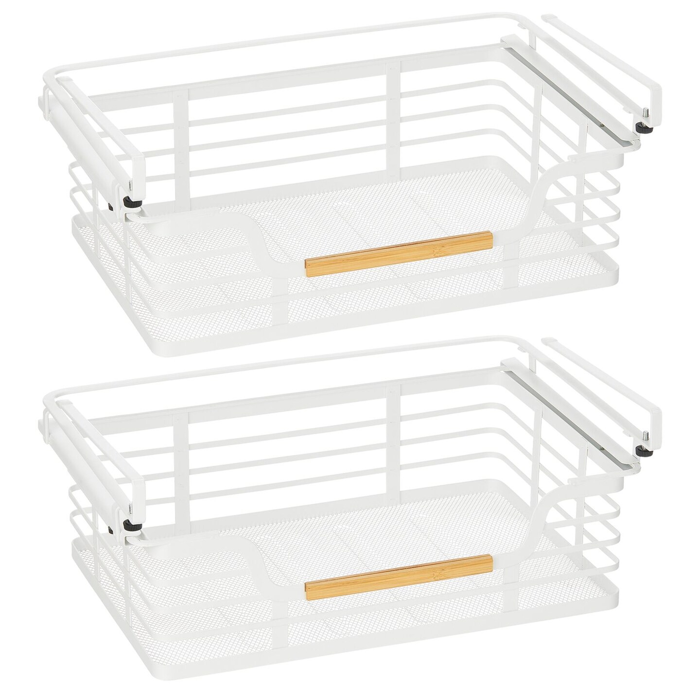 mDesign Metal Kitchen Under Shelf Storage Baskets - 2 Pack