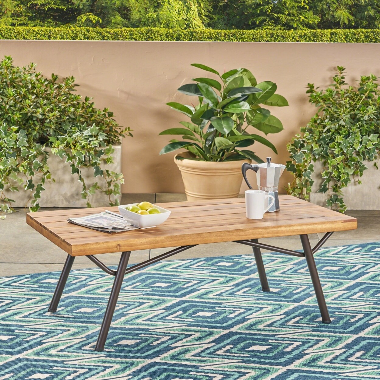 GDFStudio Baish Outdoor Acacia Wood Coffee Table Teak