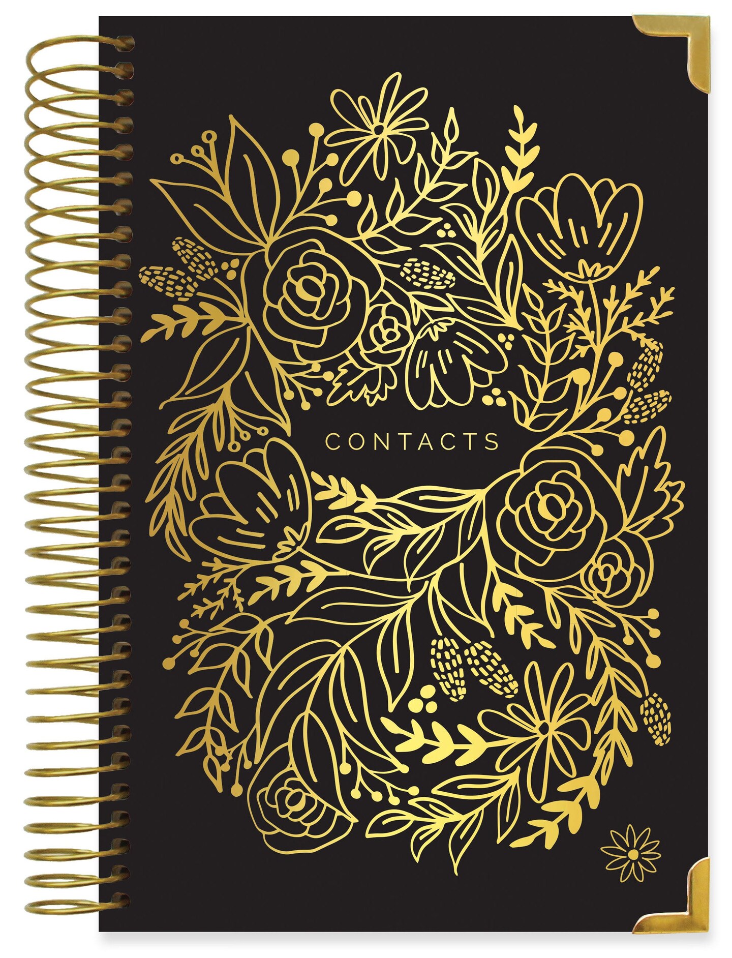 bloom daily planners Contact Book, 6&#x22; x 8.25&#x22;, Gold Embroidery