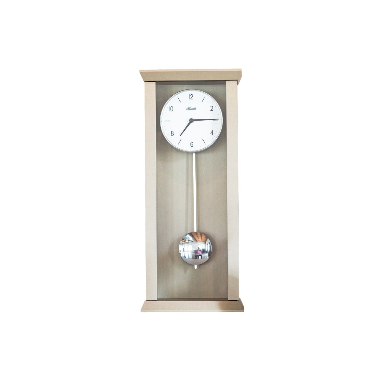 Hermle 22.5" Tan and White Rectangular Pendulum Wall Clock, Color ...