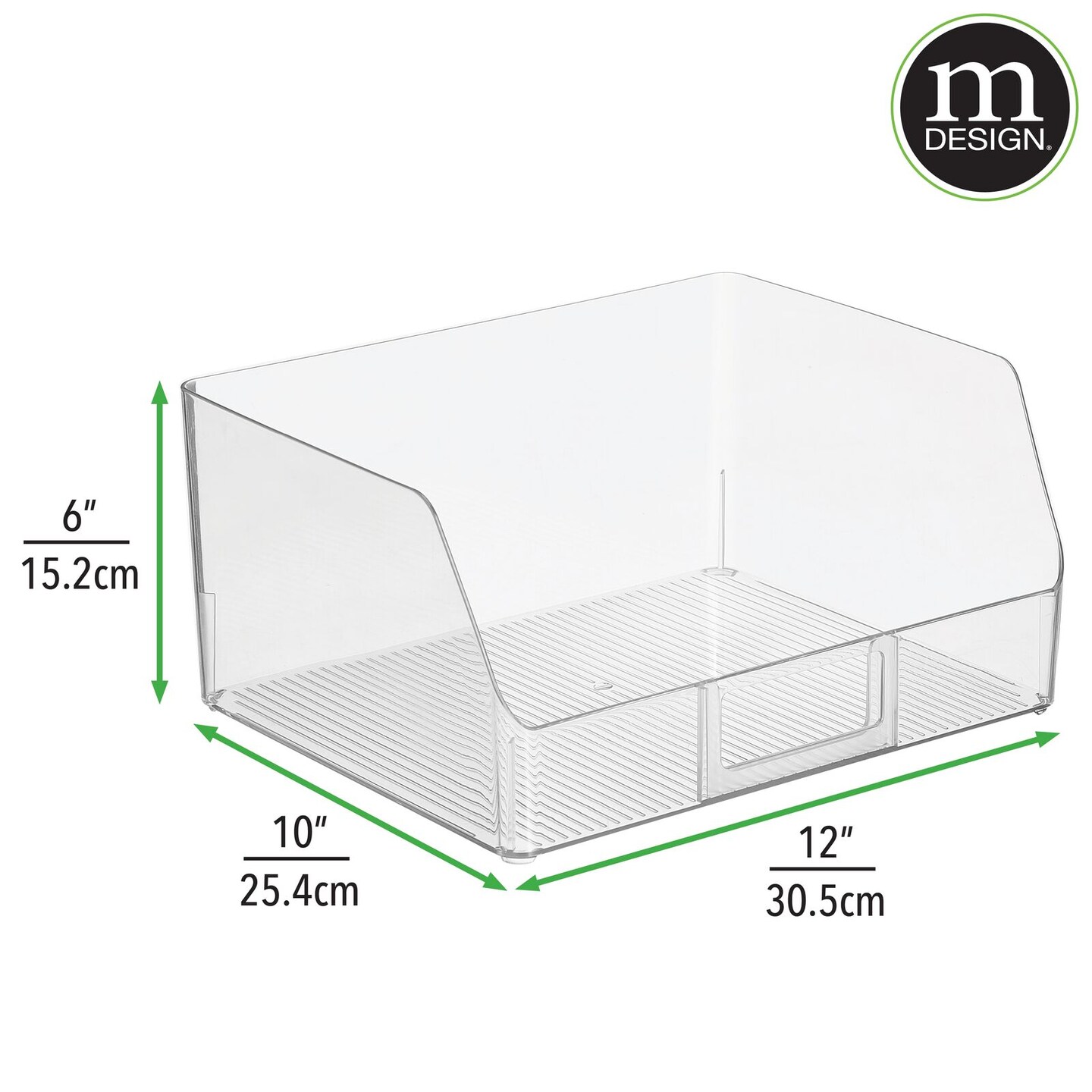 mDesign Plastic Food Storage Wide Bin Organizer with 6