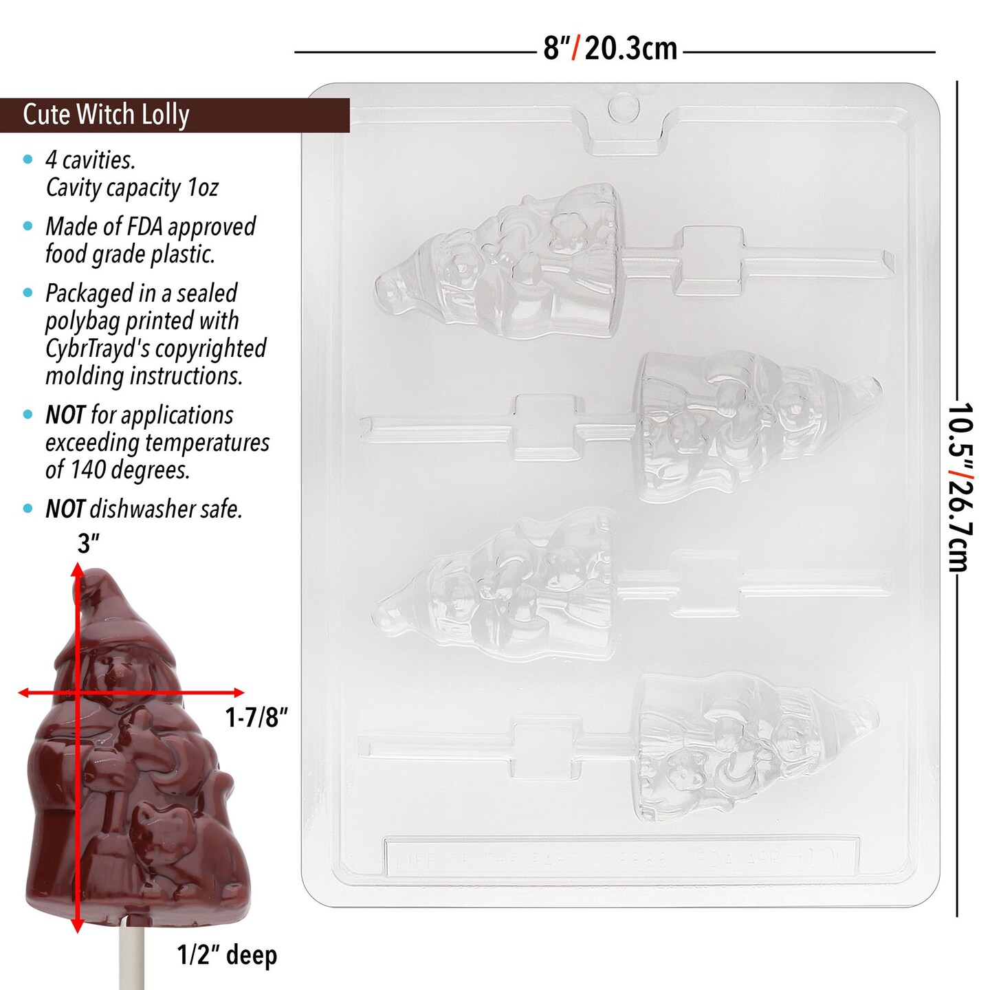 Chocolate Mold Cute Witch Lolly