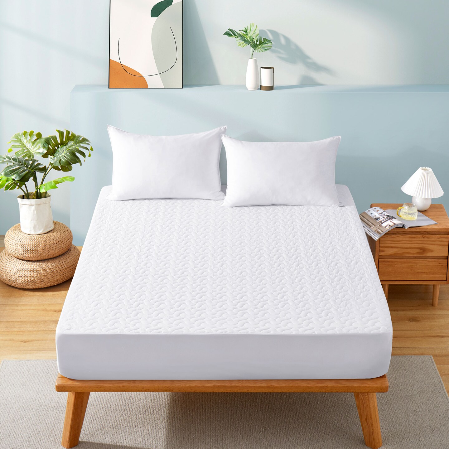 Waterproof Mattress Protector Twin Full Queen King 100% Polyester Tpu Fabric