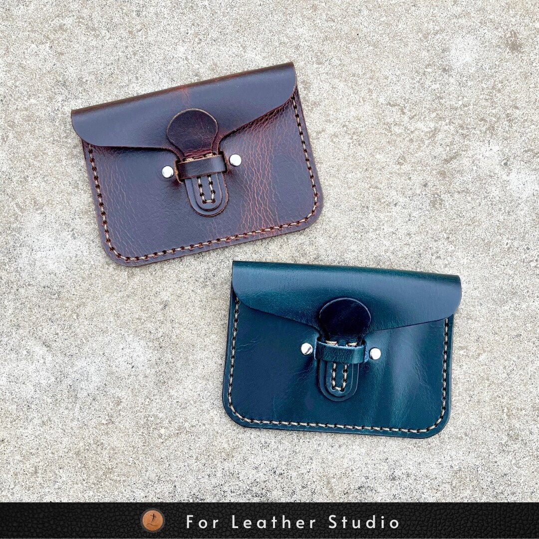 Handmade Leather Card Holder, Italian Waxed Leather Wallet, Custom