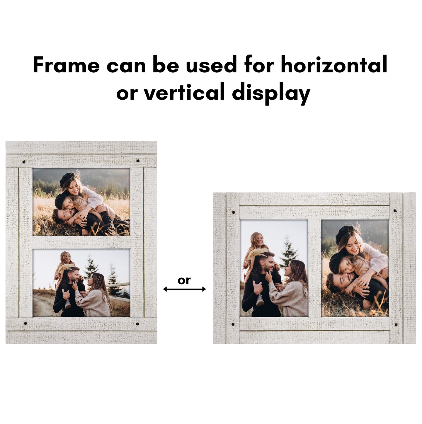Americanflat 5x7 Dual Rustic Photo Frame - Showcases Two 5x7 Photos at Once - Modern Picture Frame for Home Decor - Glass Cover - Hanging Hardware - Includes Easel