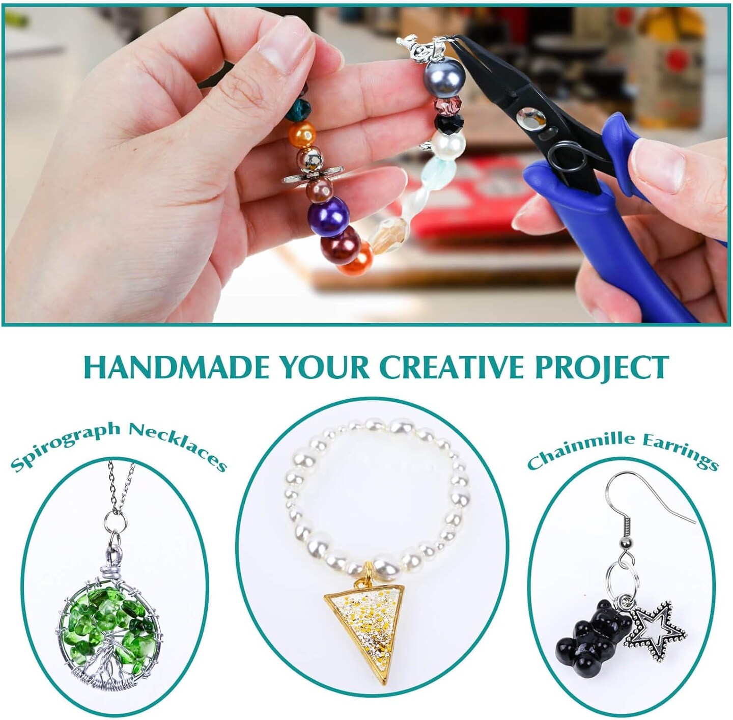 Split Rings for Jewelry Making, 700pcs Small Split Ring with Split Ring Pliers, Double Closed Jump Rings Craft Jump Loops Opener for Necklaces and Bracelets