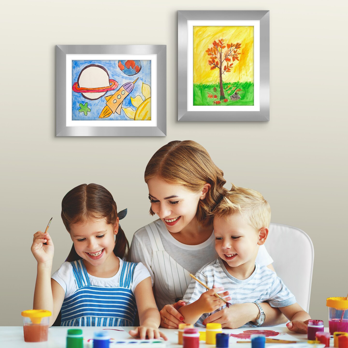 Americanflat 10x12.5 Kids Art Frame - Set of 2 - 8.5x11 with Mat or 10x12.5 without Mat - Kids Artwork Frame - Magnetic Frame Closure - Shatter Resistant Glass - Hanging Hardware