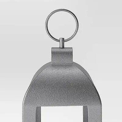 13&#x22; Aluminum Outdoor Lantern Candle Holder Dark Silver - Smith &#x26; Hawken