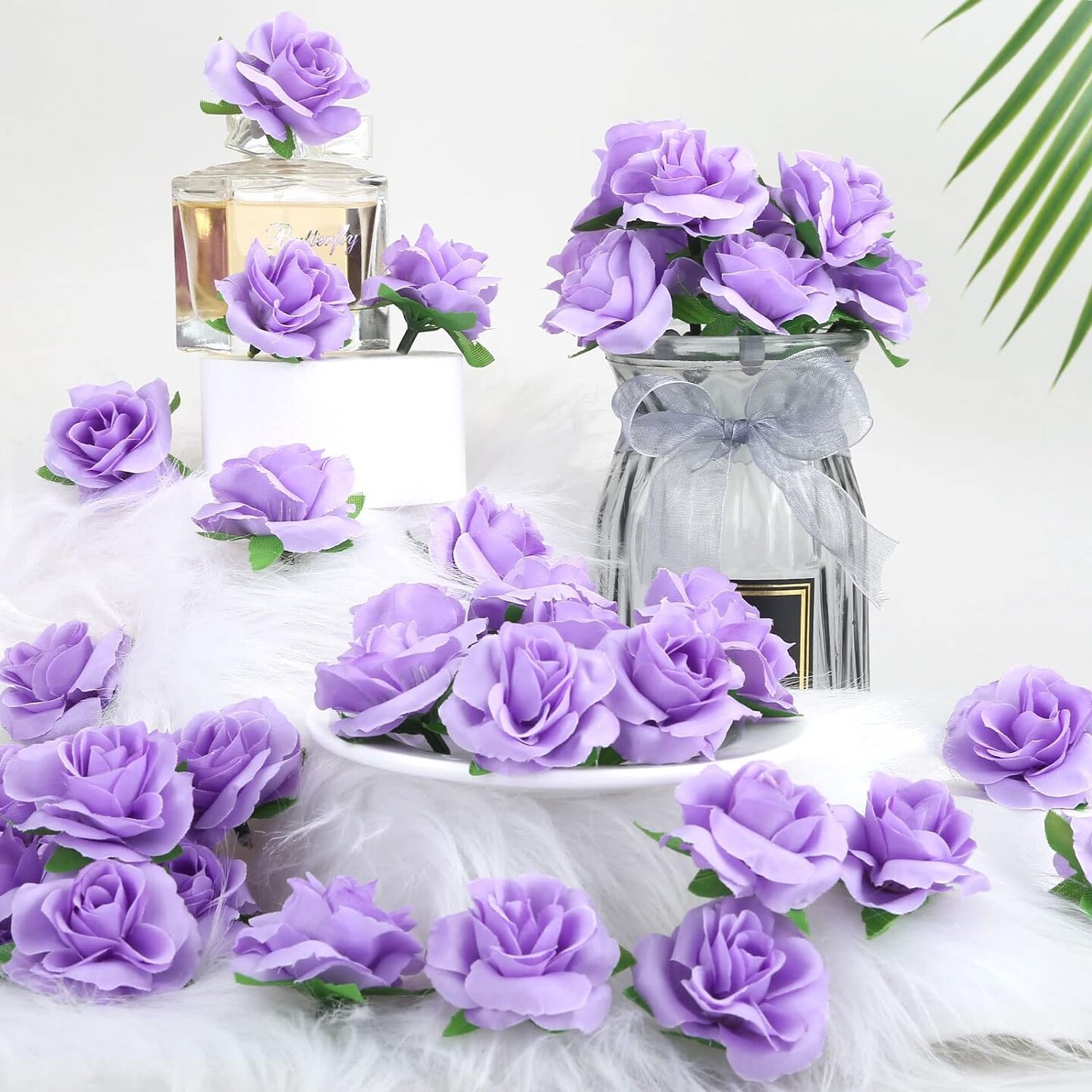 50-Pieces 1.6&#x22; Artificial Flower Heads Silk Roses