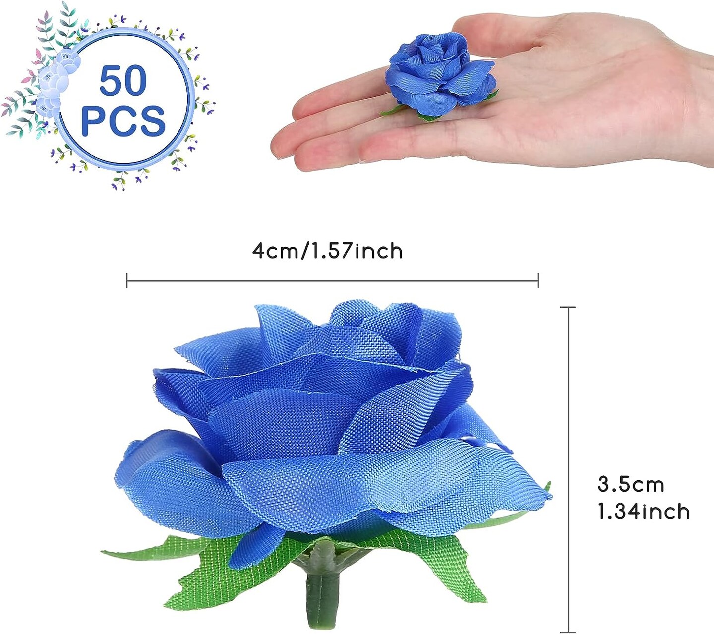 50-Pieces 1.6&#x22; Artificial Flower Heads Silk Roses