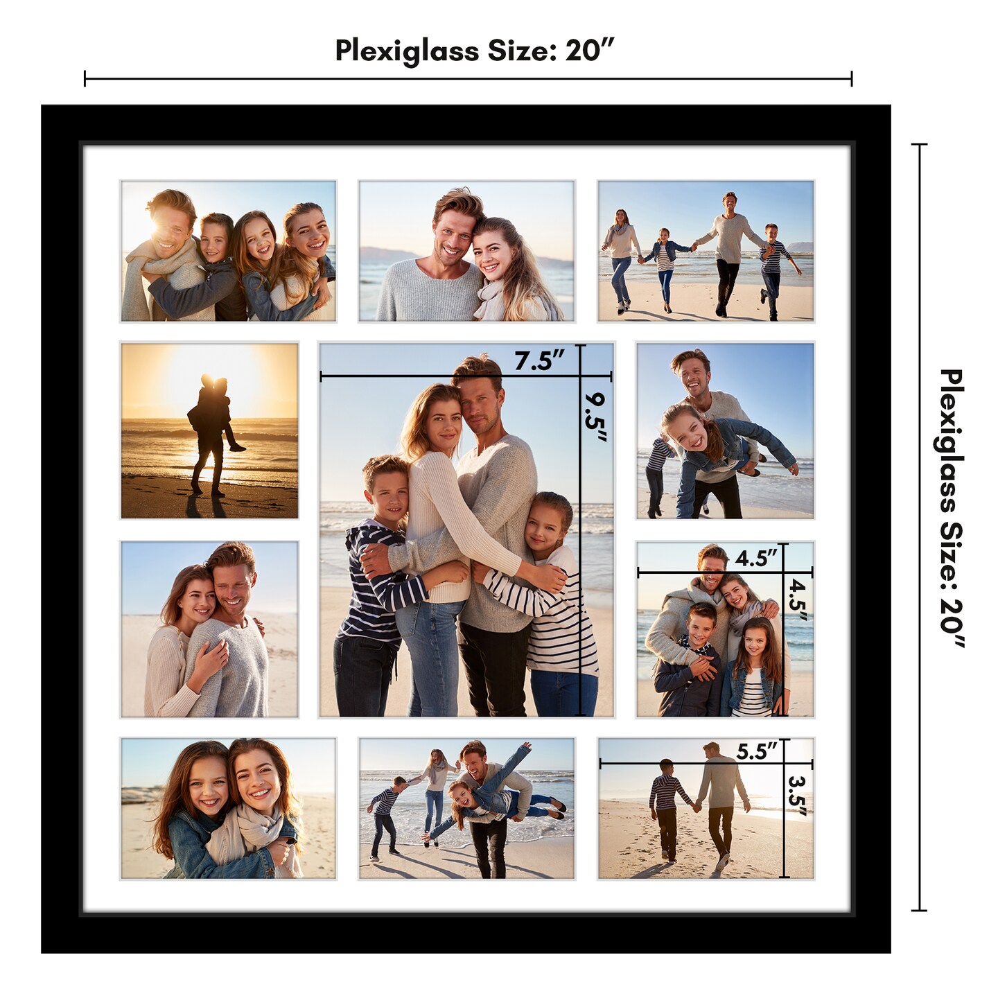 Americanflat 20x20 Collage Picture Frame - Fits One 8x10, Four 5x5, and Six 4x6 Photos or One 20x20 Photo