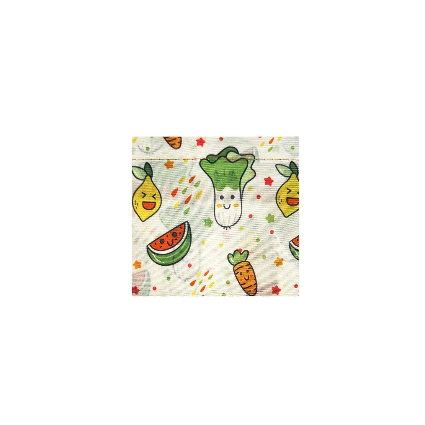 Wrapables Medium Foldable Tote Nylon Reusable Grocery Bag (Set of 2), Happy Food