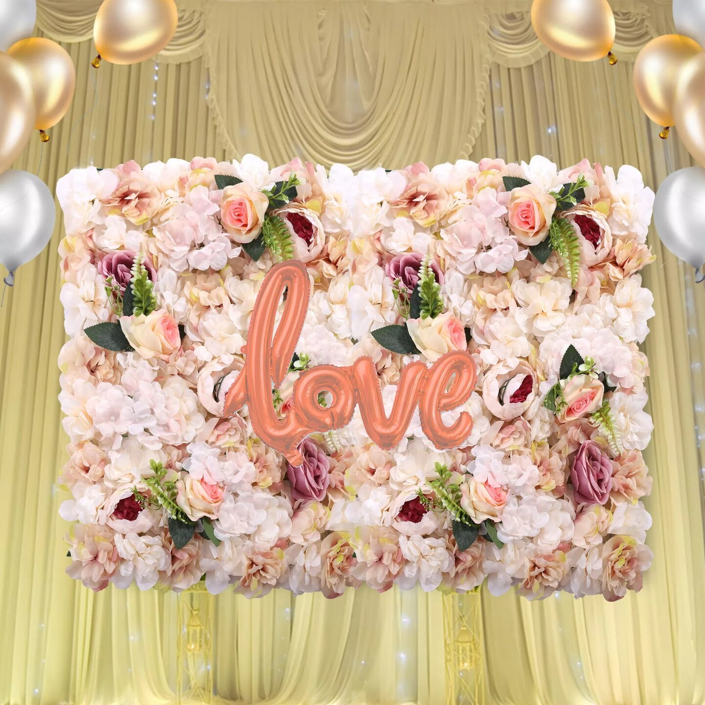 6Pcs Artificial Flower Wall Panels Wedding Party Backdrop Home DIY Peonies Decor