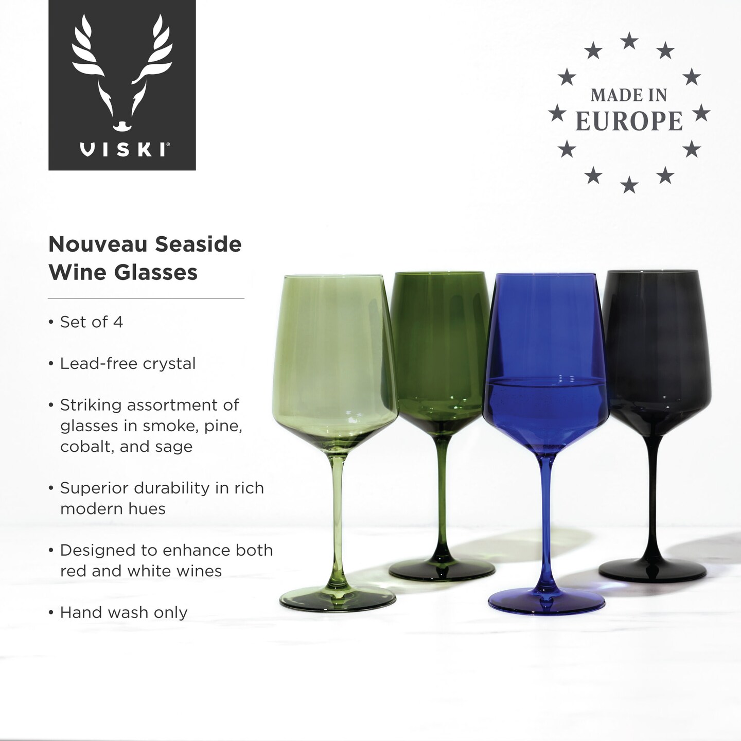 Reserve Nouveau Crystal Wine Glasses in Seaside 