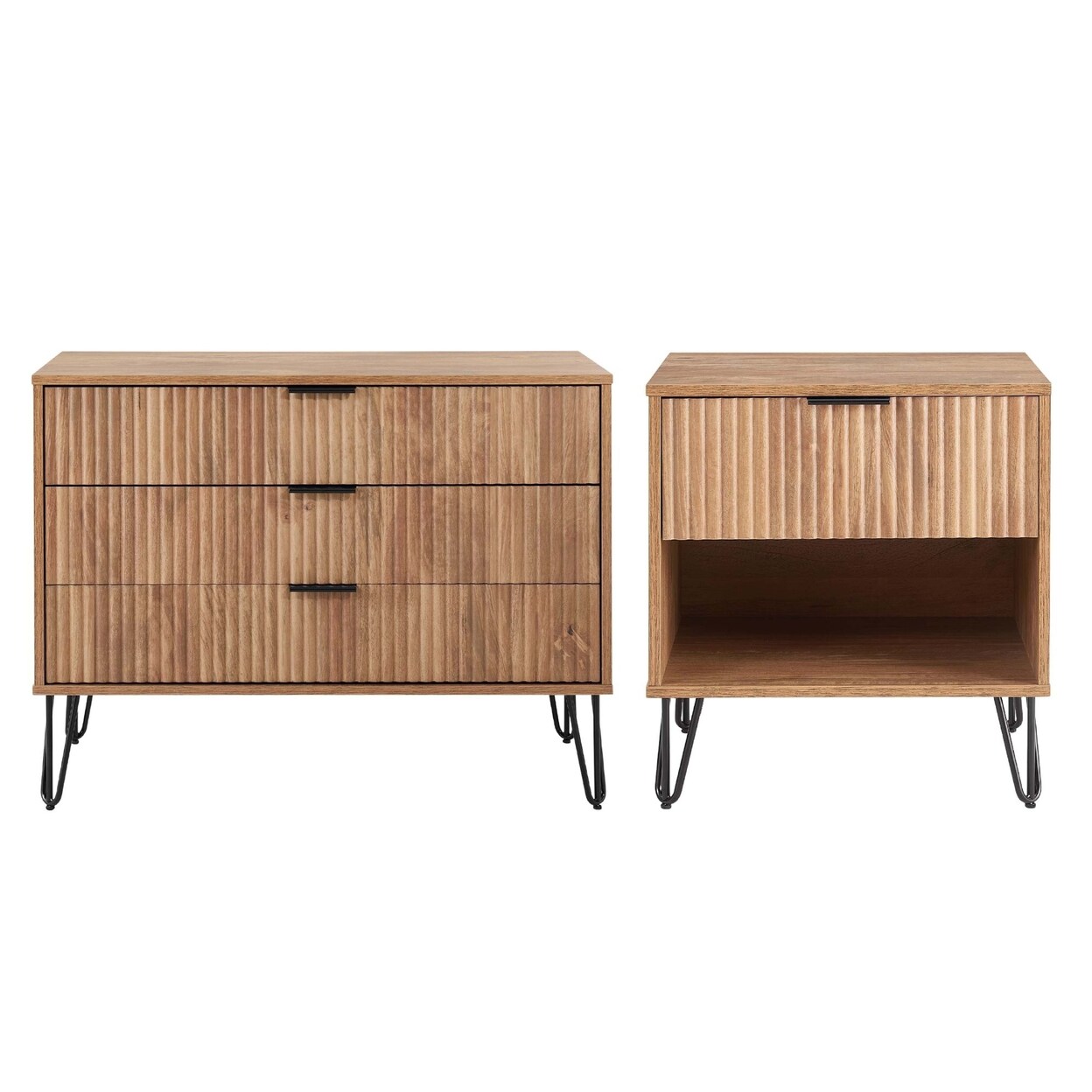 Manhattan Comfort2-Piece DUMBO Modern Standard 3-Drawer Dresser and DUMBO Modern 1.0 Nightstand in White Manhattan Comfort2-Piece DUMBO Modern Standard 3-Drawer Dresser and DUMBO Modern 1.0 Nightstand in White