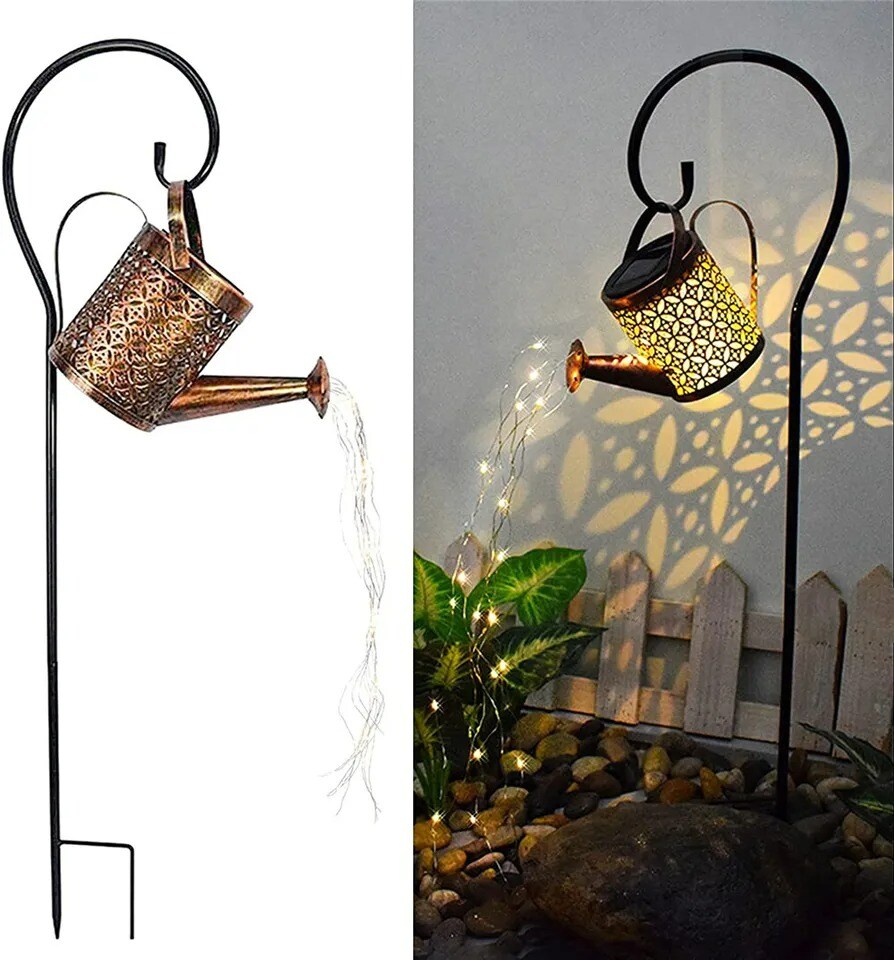 Solar Watering Can Light Garden Outdoor Waterproof Kettle Yard Art Lamp Decor