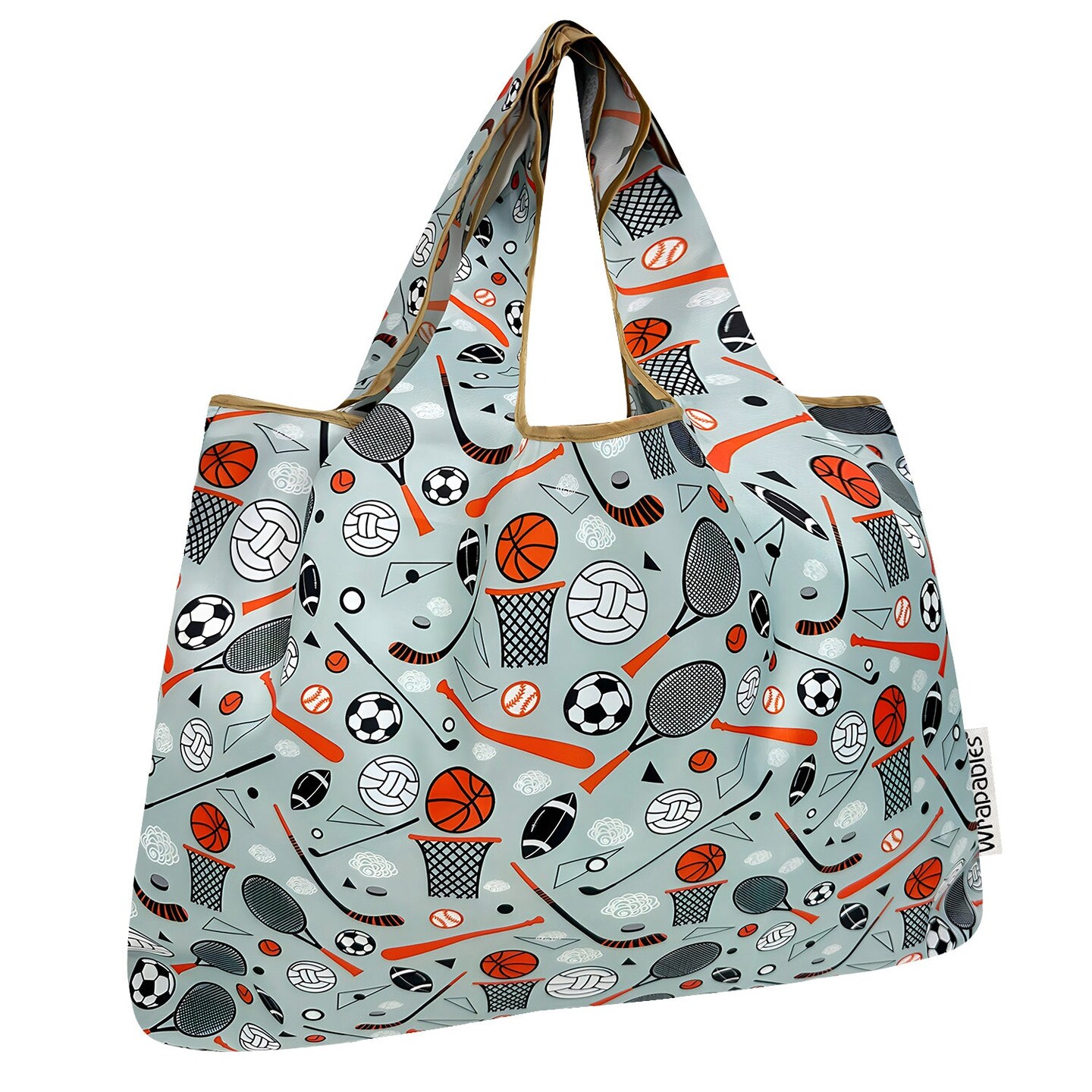 Wrapables Large Foldable Tote Nylon Reusable Grocery Bags, Sporty