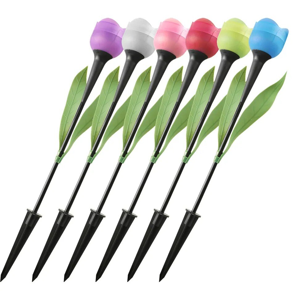 6XPcs Outdoor Solar Powered LED Tulip Flower Lights Garden Lawn Decor Lamp