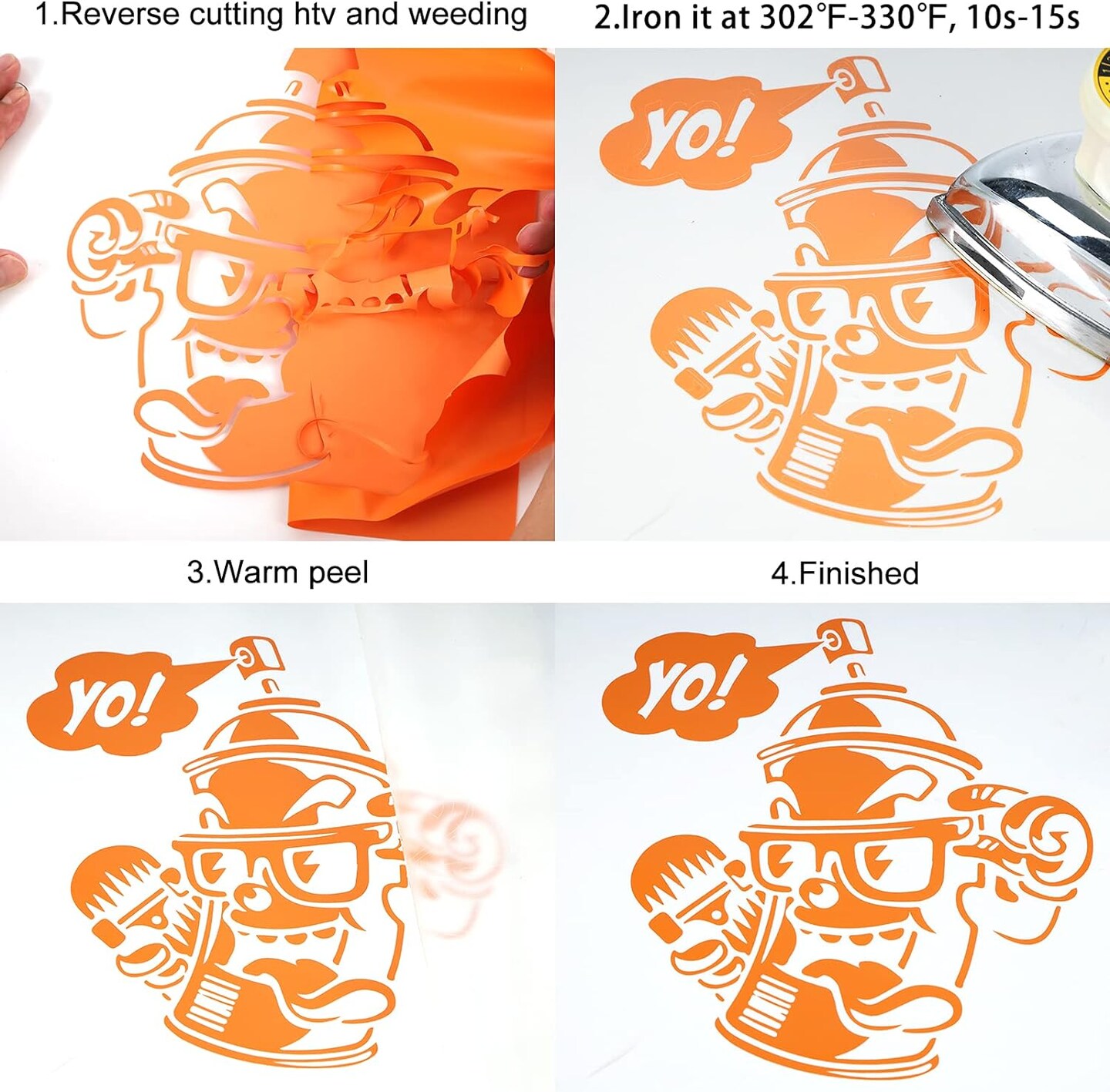 Orange HTV Heat Transfer Vinyl Rolls, 12&#x22; x 9ft Glossy Orange Iron on Vinyl for T-Shirt, Adhesive Orange HTV Vinyl for All Cutter Machines Easy to Cut &#x26; Weed for Heat Vinyl Design