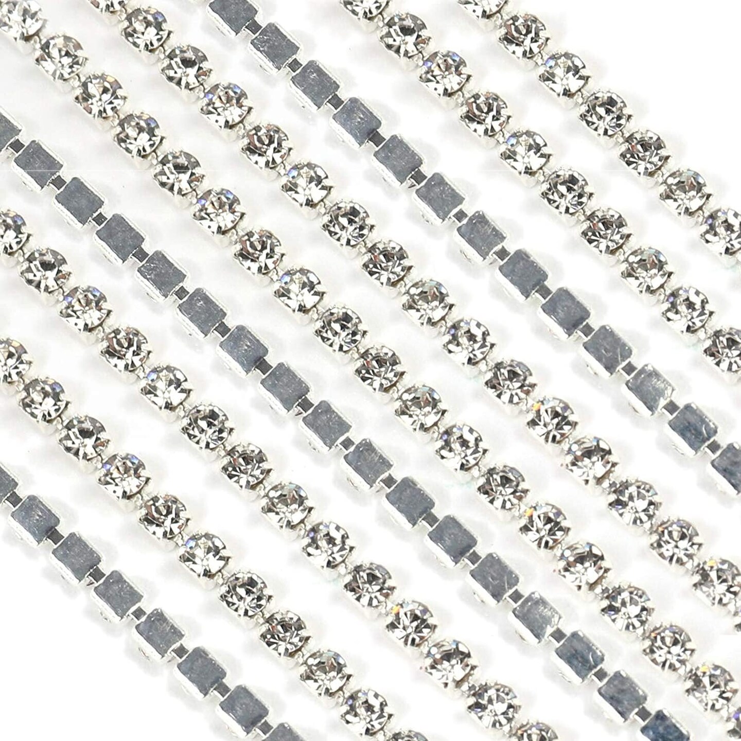 21.8 Yards 2.5mm Rhinestone Chain Diamond Chain Rhinestone Ribbon for Crafts - Crystal Silver