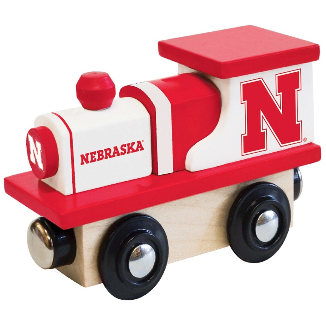 Nebraska Cornhuskers Wooden Toy Train Engine Ncaa Team Colors Compatible Tracks