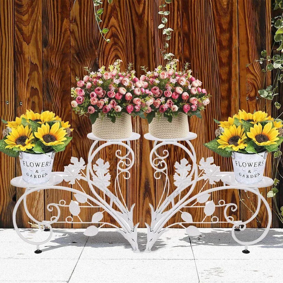 Set Of 2 DIY Matching Plant Stand Entryway Garden Wedding Flower Shelf Rack Deco