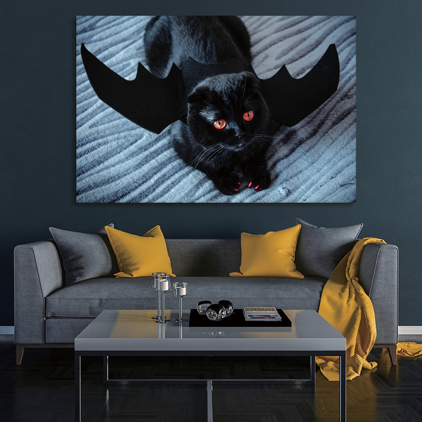 Scary Pumpkin Painting for Halloween - Gift and Decoration for Office, Living Room, Bedroom - Ready to Hang