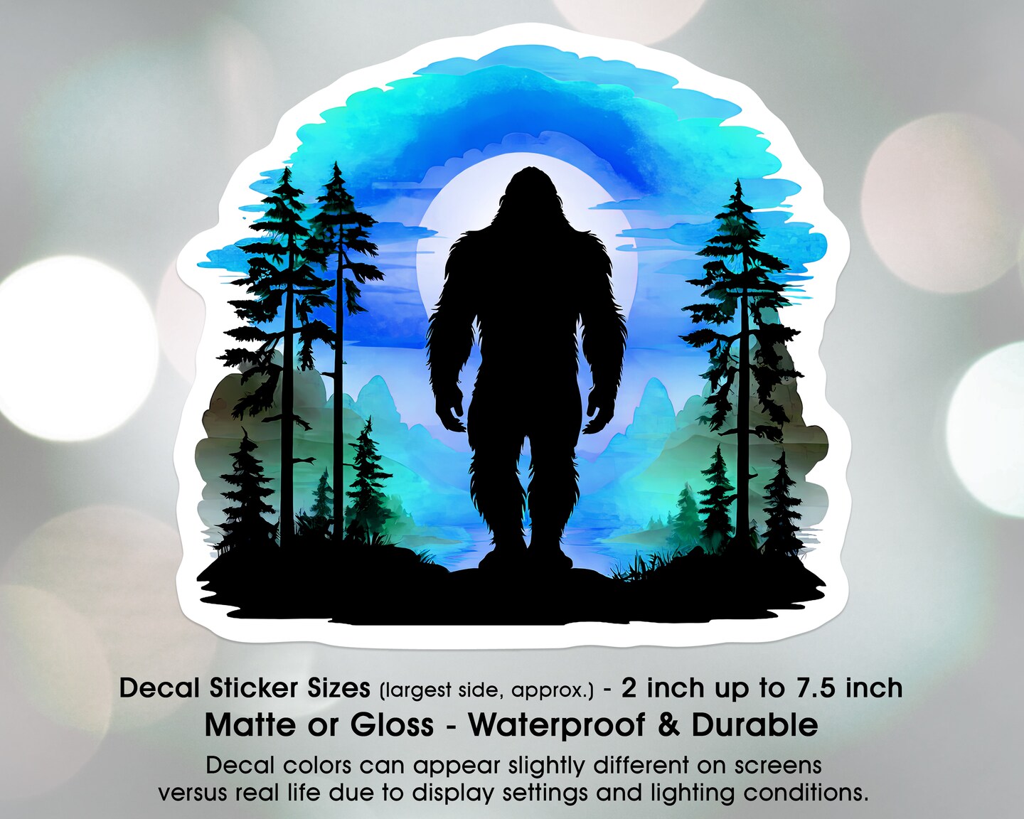 Bigfoot Silhouette Moon, Vinyl Decal Sticker In Multiple Sizes, Waterproof Indoor Outdoor, Car, Window, Laptop, Tumbler ... product 2